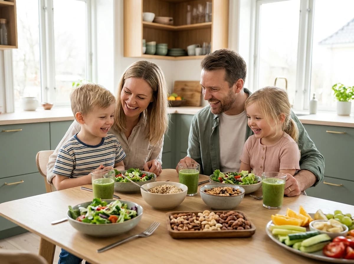 A family sharing wholesome, healthy food at the table — the healthier living Velora's brands support